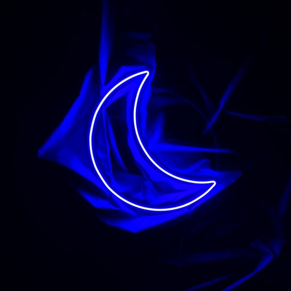 Niebieski neon księżyc